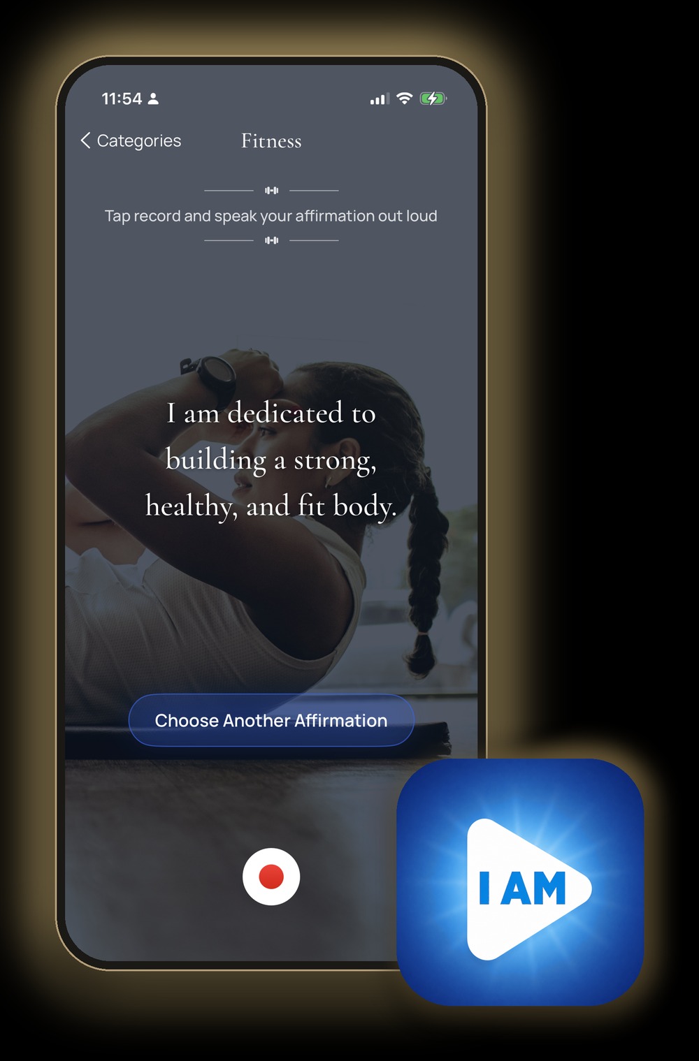Affirmations Recorder iPhone app with I AM app icon